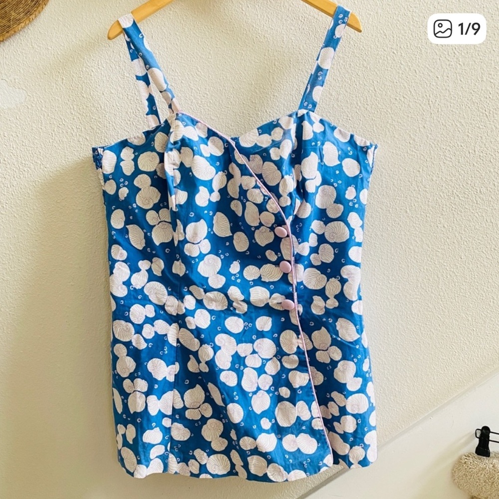 Riviera by Ceeb vintage shell print swimsuit dress one piece plus Sz 44 …